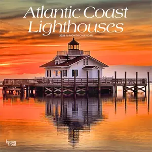 Atlantic Coast Lighthouses | 2026 12 x 24 Inch (Hanging) Monthly Square Wall Calendar | Plastic-Free | BrownTrout | USA United States of America Scenic Nature Ocean Sea East
