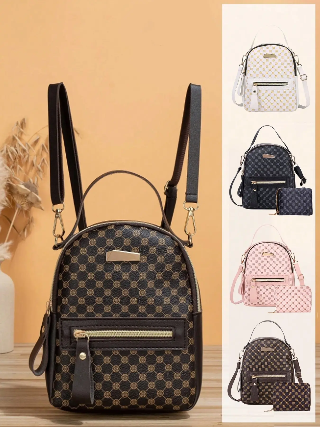Women'S Mini Printed Backpack, Backpack Travel Bag, Synthetic Leather Wallet, Adjustable Shoulder Strap, casual daypack, Can Be Carried On One Shoulder Or Diagonally, Lightweight, For Outdoor, Travel, Outings, Birthday, Valentine'S Day
