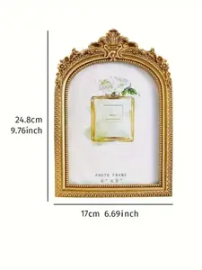 Vintage Arch Resin Photo Frame Gold Hanging Stand Display for Wedding Home Office Decoration Souvenir Gift