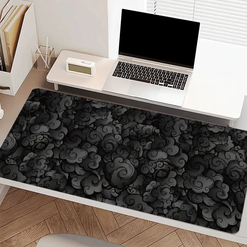 Black Cloud Mouse Pad for Desk Gaming Mousepad Extended Large Desk Mat With Stitched Edge Non-Slip Polyester Rubber Base Corporate Work Desk Accessories for Home Office Decor Pads 35.4x15.7 Inch Perfect Gift for Men Women