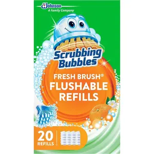 Scrubbing Bubbles Flushable Toilet Bowl Wand Cleaner Refills, Fresh Brush Cleaner Toilet Refill Pads, Removes Limescale & Odors, Citrus Scent, 20 Count (Pack of 1)