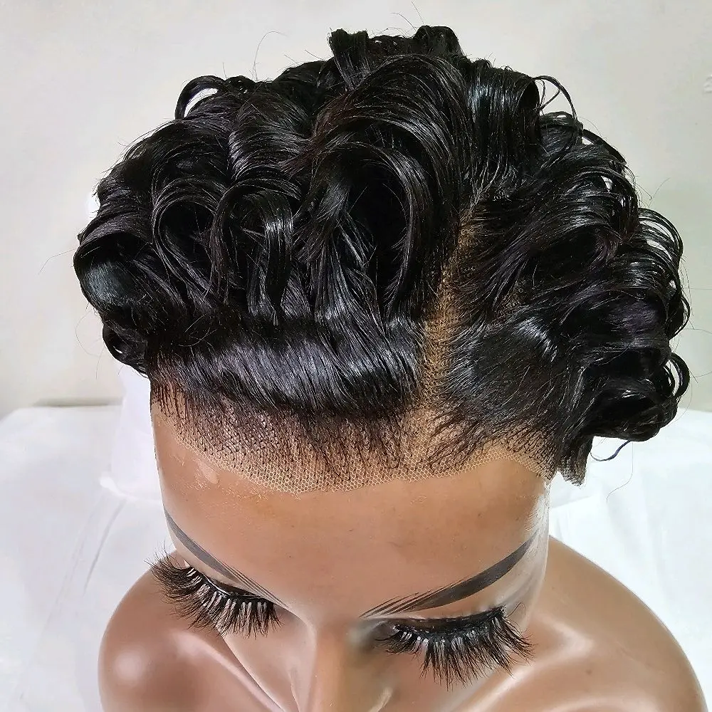 Short Curly Pixie Cut 13x4 Lace Front Wig Human Hair Wigs  display picture 3