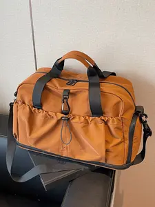 Vintage large capacity bag, drawstring pleated front pocket design, casual texture suitable for daily lightweight travel bags, Travel Duffle Bag, suitable for work trips, outdoor travel, weekend camping, fitness.