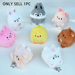Cute Plush Animal Keychain, Egg Shape Pendant, Star Design, Available in Wolf, Chicken, Cat, Rabbit, Bear, Fox, Koala, Pig Styles, Cute Charms Keychain