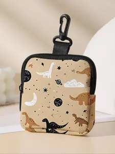 Dinosaur Pattern Coin Purse, Multi-Functional Storage Bag, Durable Polyester, Digital Printing, Key Card Holder, Ideal Gift
