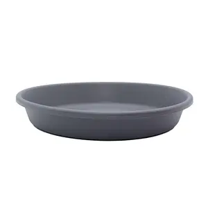 The HC Companies Classic 14 Inch Round Plant Pot Saucer Drip Tray, Warm Grey