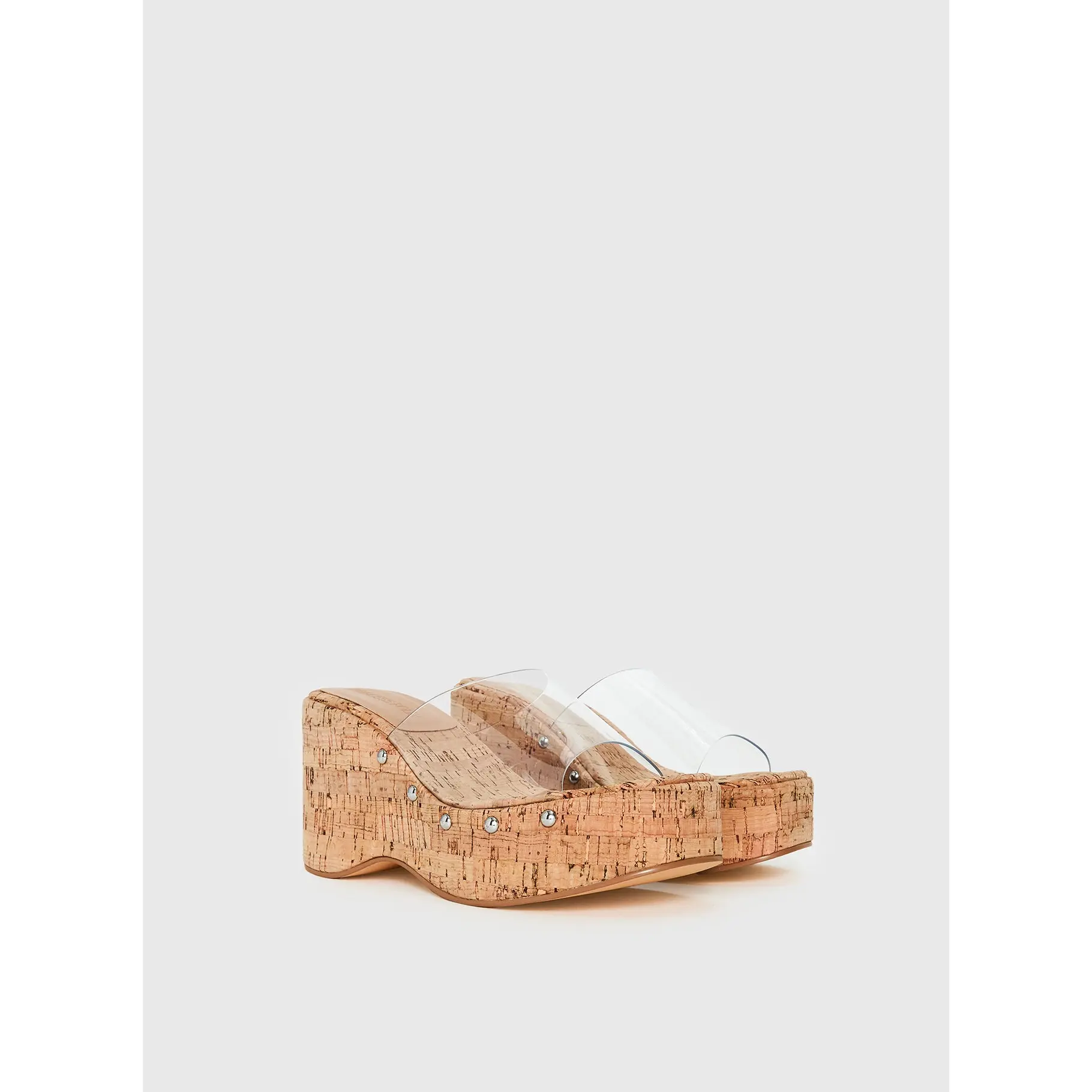 Pale Moonlight Platform Heels Cork / Clear