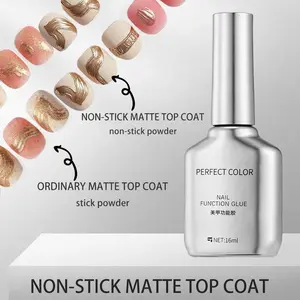 PERFECT COLOR Matte Gel Top Coat, 16ml chrome proof matte top coat for Detail Chrome Powder Painting Long Lasting UV Gel Nail Art DIY Perfect for Christmas Nails Art Design Manicure