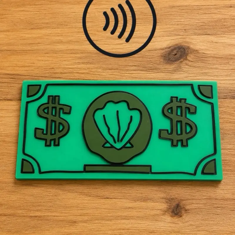 Tap to Pay Card Holder - 3D Printed PLA Dollar Bill Credit Card Case for Contactless Payments, Funny Checkout Accessory and Gag Gift for Adults