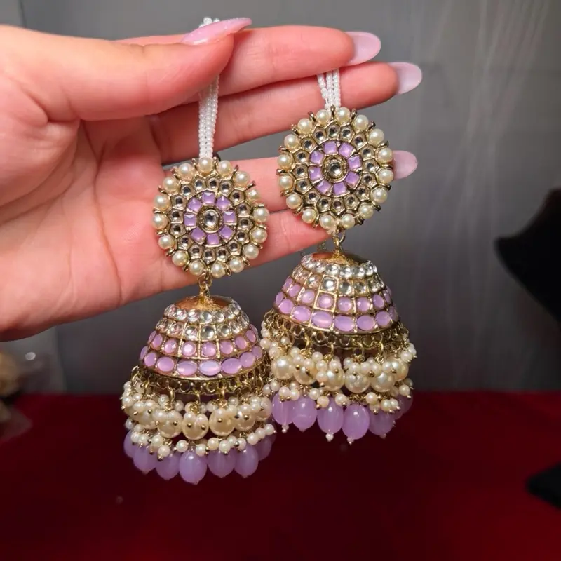 Oversized Lavender Jhumke with Sahara