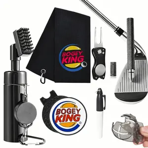 Golf Club Cleaning Kit with Golf Club Cleaner with Water Golf Towel Divot Repair Tool Groove Sharpener Golf Ball Alignment Kit Complete Golf Cleaning Kit Golf Accessories for Women Men, Creative Bogey King Deign Christmas Gift For Golf Lovers