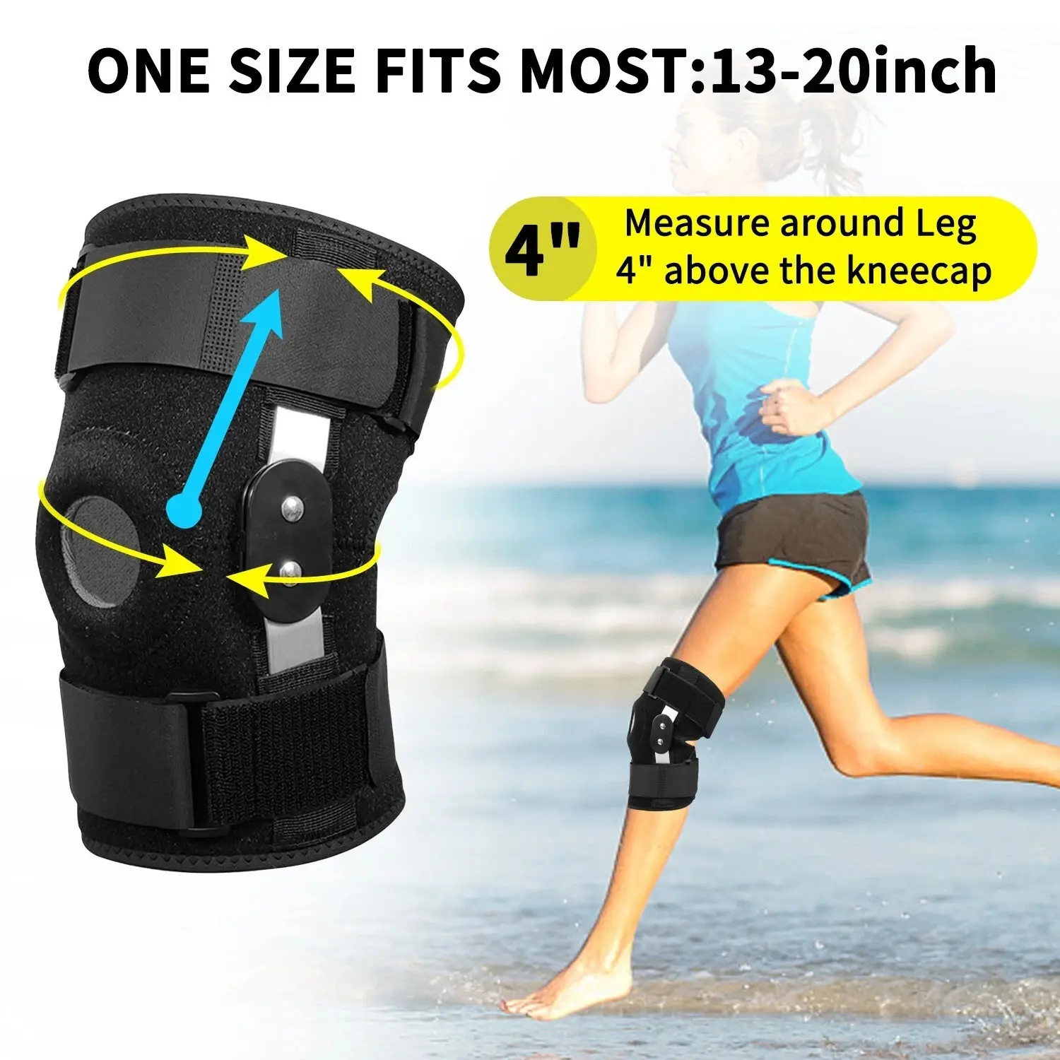 Basketball Knee Support Brace - Black, Removable Aluminum Plate for Compression & Shock Absorption (Sports & Outdoor Protective Equipment)