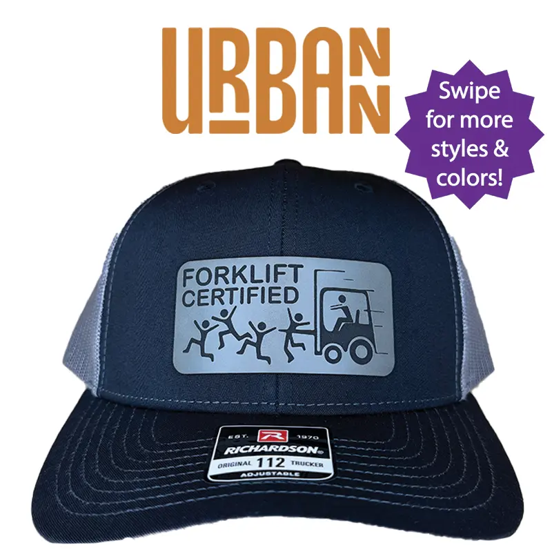 Certified Forklift Hat - Funny Trucker Style and FlexFit Hat Custom Leatherette Patch trucker hat unisex hat knit beanie
