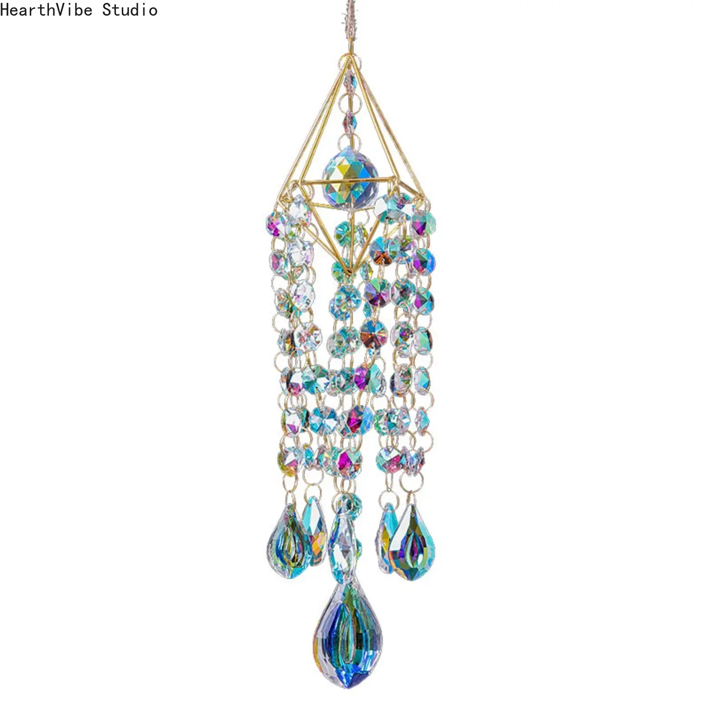 Handmade Crystal Window Hanging Wind Chime Rainbow Maker - Indoor-Outdoor Hammock Accent, Sports & Outdoor Decor, Room Decorations