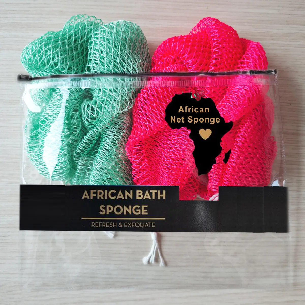 Authentic African Exfoliating Net Bath Sponge - Exfoliating Loofah, Cleaning Cloth Loofahs, Sponges & Poufs, Beauty Product for Adults with Normal Skin, Personal Bathing Accessory