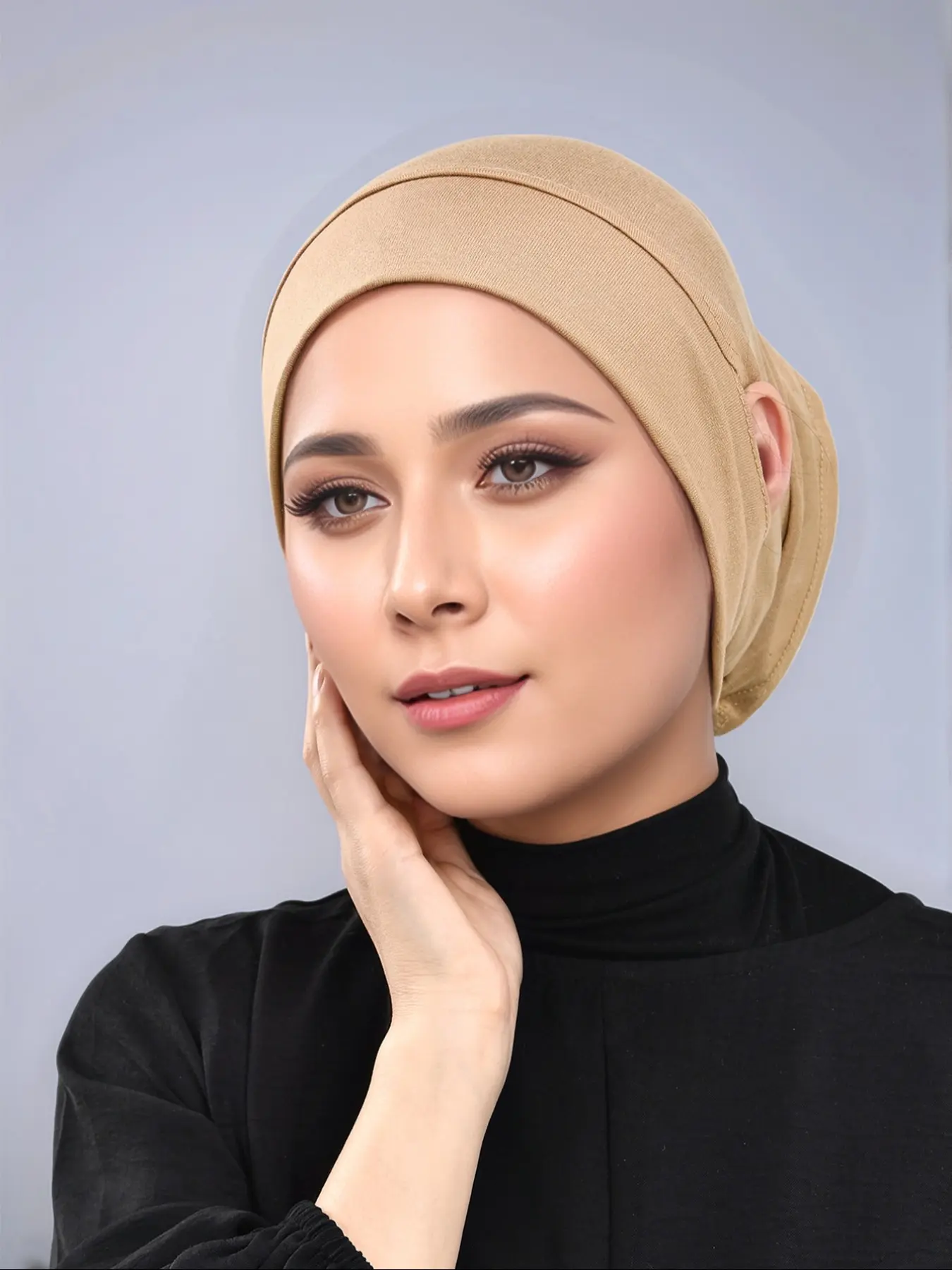 Women's Fashion Plain Ear-Hole Straight Tube Hat, Turban Hijab For Muslim, Comfortable Versatile Cotton Cap, Modest Style All Seasons, 1 Piece