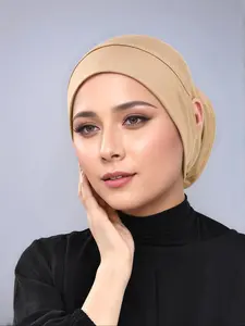 Women's Fashion Plain Ear-Hole Straight Tube Hat, Turban Hijab, Comfortable Versatile Cotton Cap, Modest Style All Seasons, 1 Piece