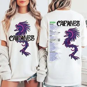 Caifanes Band Tour 2026 Letter Tee Ring-Spun T-Shirt Trendy Tops Perfect Gift
