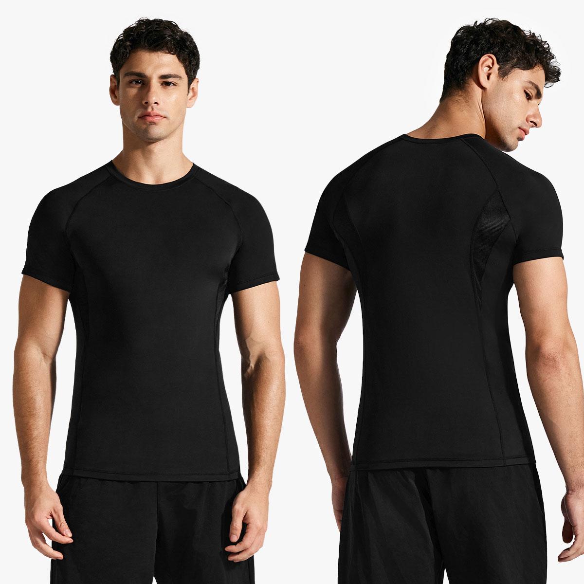 Men’s Short Sleeve Compression Shirt with Breathable Mesh Panels at Underarms and Back – Lightweight Stretch Athletic Performance T-Shirt for Gym, Training, Running and Daily Active Wear