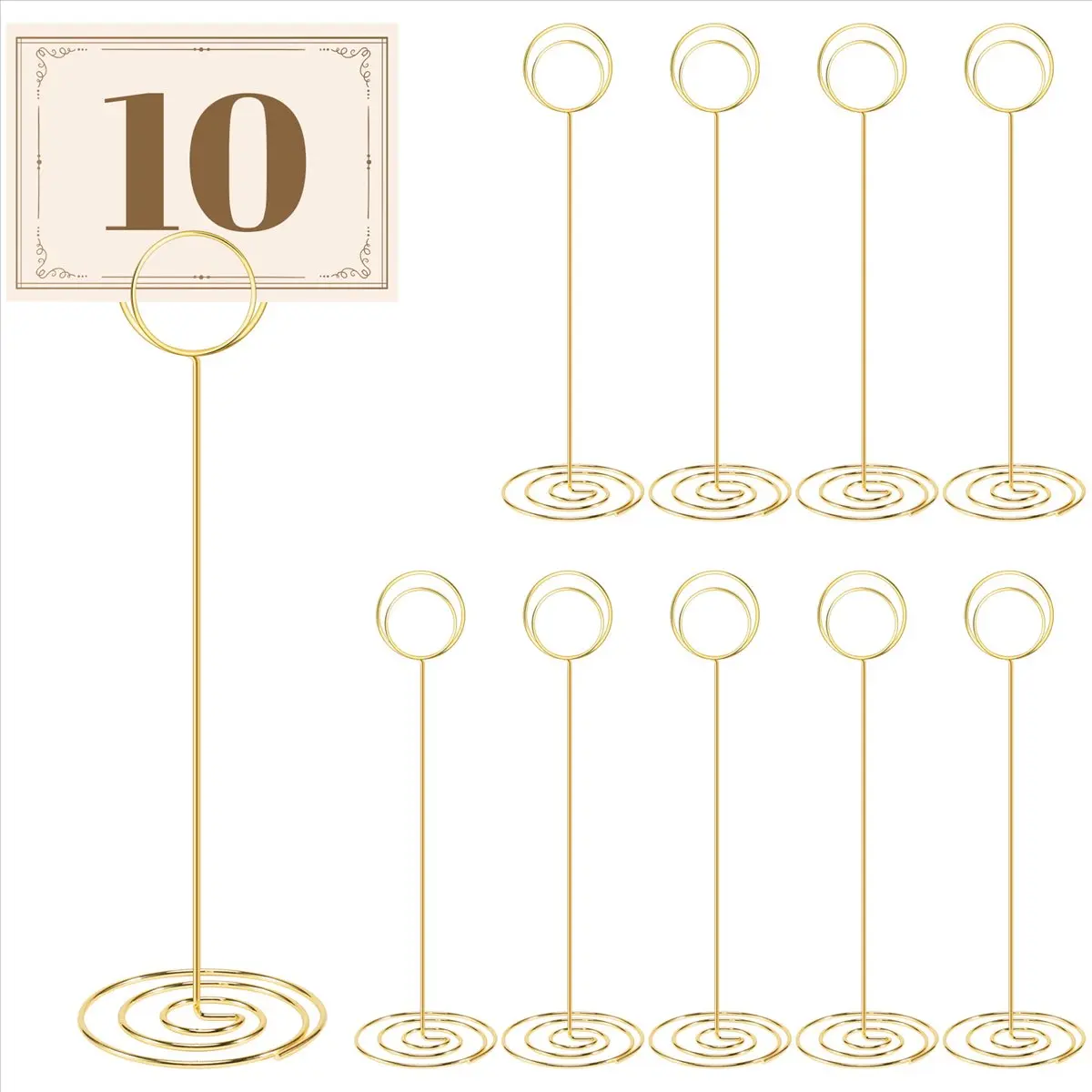 Wedding Table Number Holders (10Pcs) - 8.75 in Tall, 2.75 in Diameter Base Tabletop Stands for Party, Valentine Events, Place Cards, Table Food Signs