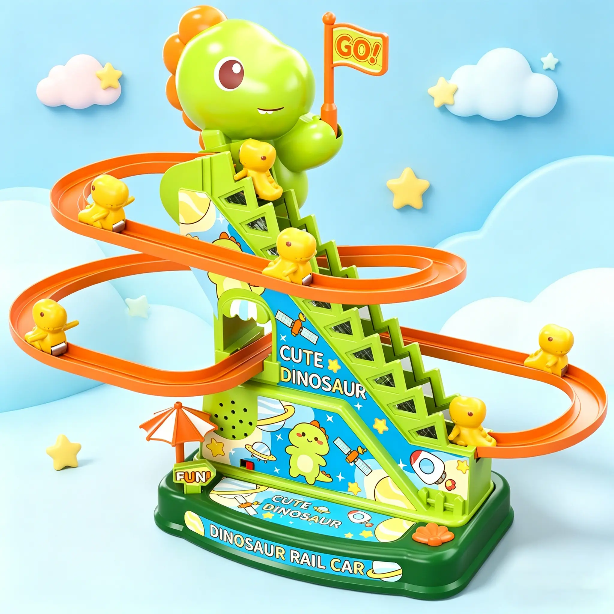 Dinosaur Climbing Track Toy Set for Kids - 6 Climbing Cars Included,Combines Stair-Climbing&Smooth Sliding Functions, Interactive Stress Relief Classic Novelty Toy,,Engaging Indoor Play Activity,Perfect Christmas Holiday Gift for Little Boys and Girls