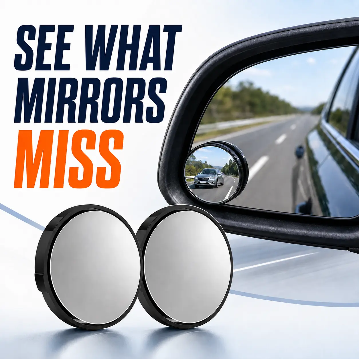 Car Blind Spot Mirrors, 2-Pack Round Convex Side Mirror Attachments, 360° Adjustable Wide-Angle Rear View Mirrors for Easier Lane Changes, Parking and Reversing, Everyday Auto Exterior Mirror Accessories