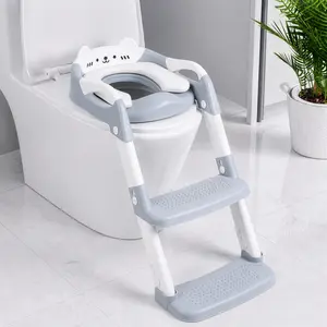 Orzbow 2-in-1 Toddler Potty Training Seat with Step Stool, Adjustable Height, Non-Slip & Splash Guard, Cute Bear Design