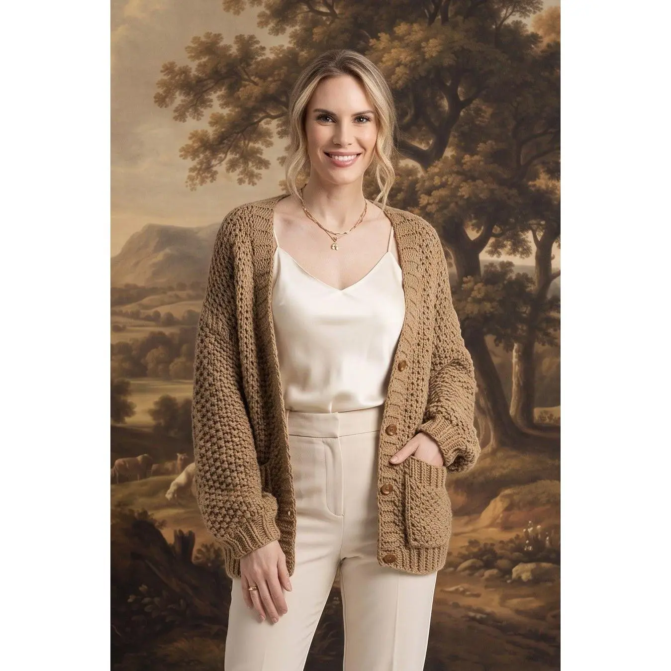 The Chloe Chunky Knit Cardigan Olive