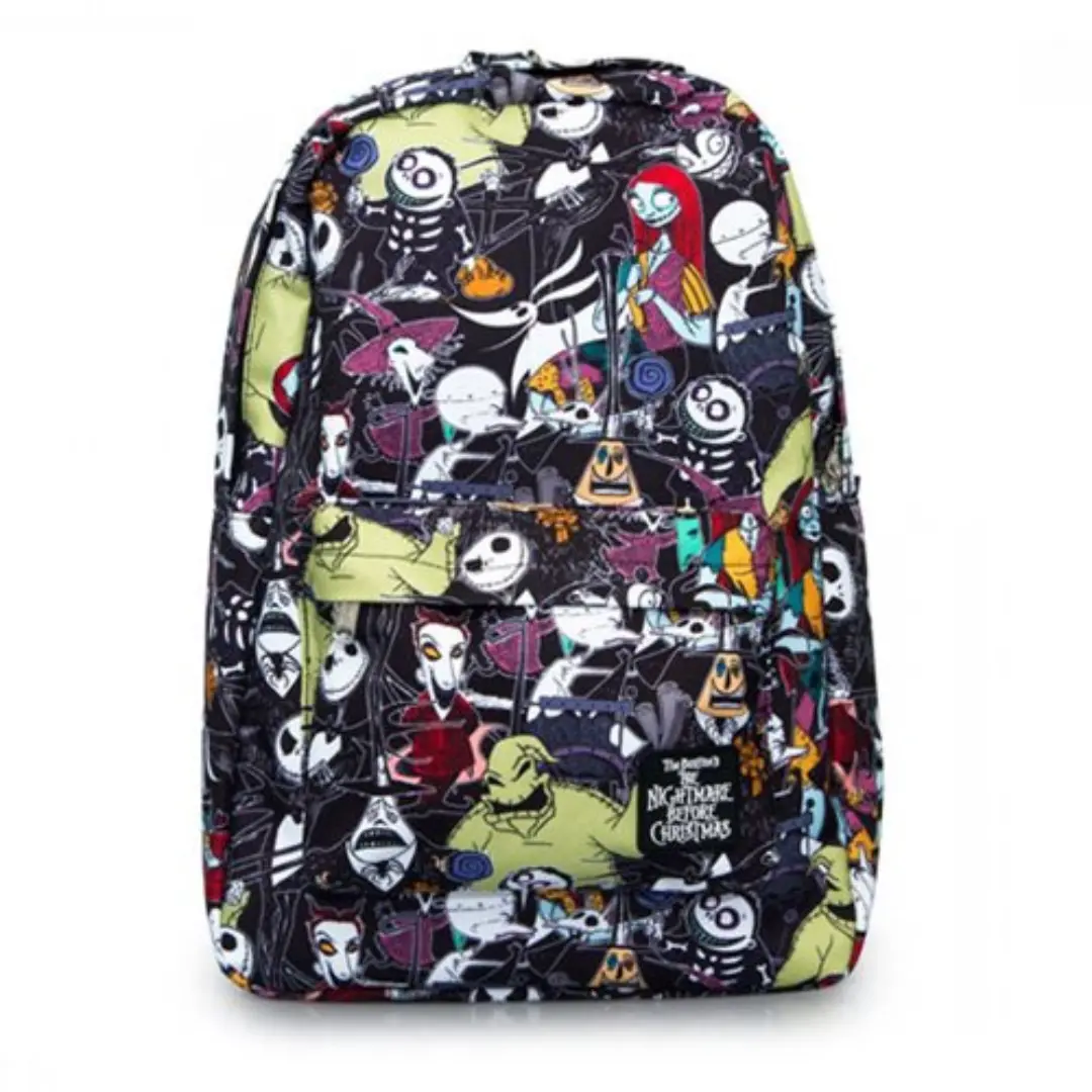 Nightmare Before Christmas Character Print Nylon Fabric Laptop Backpack, Functional Luggage Bag for Daily Use, Casual Use, Backpacks