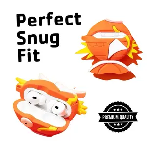 Cute Fish Silicone Case for AirPods Pods 1/2, Airpod Pro / Pro 2, Headphone Case, Fun & premium quality, Carry Clip, precut charging cable, accessory
