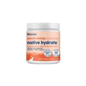 NativePath Native Hydrate, Zero Sugar, Electrolytes Powder with BCAAs, Peach Mango Hydration, Keto & Paleo Friendly, 30 Servings