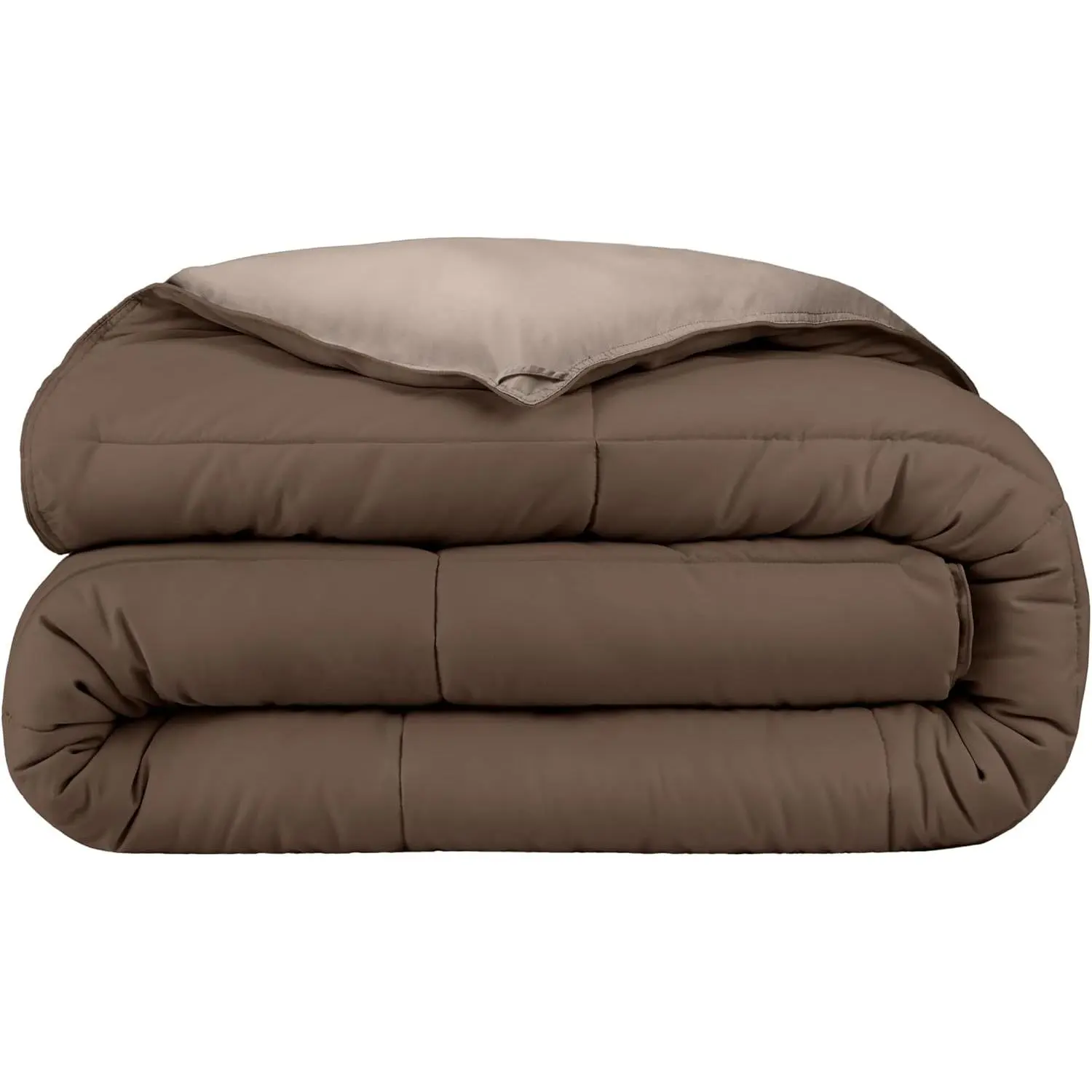 Queen Size Comforter, 1800 Series Ultra-Premium Goose Down Alternative - Plush, Wrinkle-Resistant, Stain-Resist, Fade-Resistant, Warm, Smooth Fabric, Box-Stitched, Machine Washable (Cocoa/Taupe)