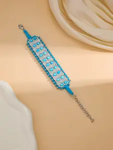 Vintage Middle East Thread Bracelet, Oval Colorful Zirconia, Woven Handmade, Bohemian Style, Fashion Jewelry for Women
