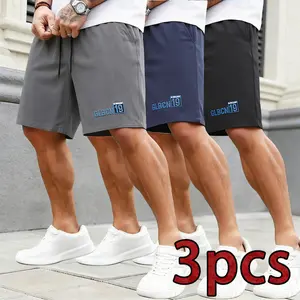 Men’s 3-Pack Casual Drawstring Shorts – Soft, Breathable, Wrinkle-Resistant Summer Shorts; Lightweight Everyday Shorts for Streetwear and Outdoor Activities