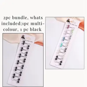 2 pack bundle Hijab safety pins, safety pins, U-Shaped Headscarf Pins - 12pcs with Pearl Accents for Hijabs, Shawls & Scarves - High-Quality Accessories for Muslim Women