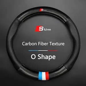 Universal Car Steering Wheel Cover Carbon Fiber Leather Three-dimensional Anti Slip, Timple And Fashionable For Audi sline TT Q2 Q3 Q5 Q7 Q8 A3 A4 A5 A6 A7 R8 B5 B6 B7 B8 C5 C6 C7