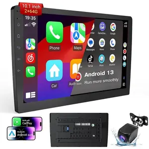 13inch Android Car Audio Receiver - 10.1inch Universal HD Touchscreen with 64GB Memory, Built-in GPS and Rearview Camera, Bluetooth 4.1, Supports CarPlay/MirrorLink (Compatible with Vehicles from 1990-2023)