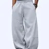 Men’s Plus-Size Winter Warm Drawstring Sweatpants - 100% Polyester, Unisex Straight-Leg Wide-Waist Casual Athletic Pants with Pockets, Comfortable Mens Clothing, Fashion Streetwear Bottoms for Students