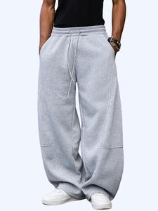 Men's Winter Warm Drawstring Baggy Sweatpants - Unisex Straight Wide-Leg Loose-Fit Casual Streetwear Athletic Joggers with Pockets, Male Clothing, Men’s Clothes, Sweats, Menswear Bottoms Essential,father'sdaygifts