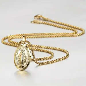 Religious  Pendants Necklaces for Women Men Fashion Accessories Box Chain Trendy Vintage Daily Jewelry