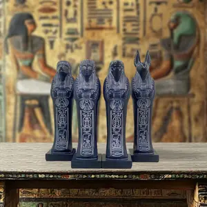Egyptian Figurine Decoration Craft, 4 Counts/set Creative Egyptian Statue Ornament, Desktop Decoration for Home Living Room Bedroom Office