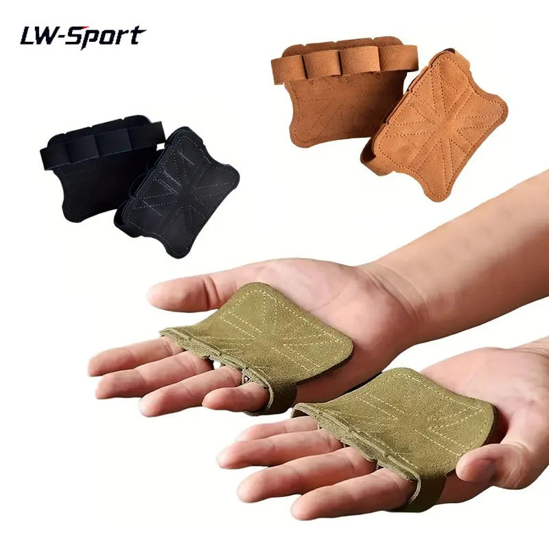 1 Pairs PU 4 Finger Hand Grips, Anti-Slip Palm Protectors Callus Guard Pads for Weight Lifting Crossfit Pull Up Gym Workout