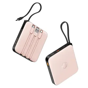 VRURC Power Bank with Cable 10000 mAh Small USB C Power Bank Fast Charging 22.5 W Mini Portable Charger External Battery Small but Strong Battery Pack LED Display Compatible with iPhone Huawei