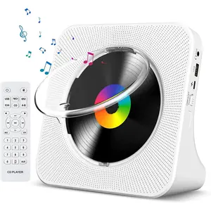 CD Player Portable Bluetooth Desktop CD Player for Home with Timer Built-in HiFi Speakers with LCD Screen Display Boombox FM Radio USB Type-c (White)