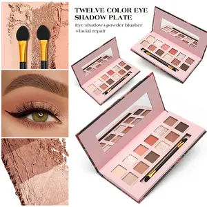 Full Face Makeup Palette 12 Shades Multifunctional Eyeshadow Blush Highlighter Contour Eyeliner All-in-One Silky Smooth Low-Fallout Highly Pigmented Blendable Neutral to Bold Looks Travel-Friendly Compact Case