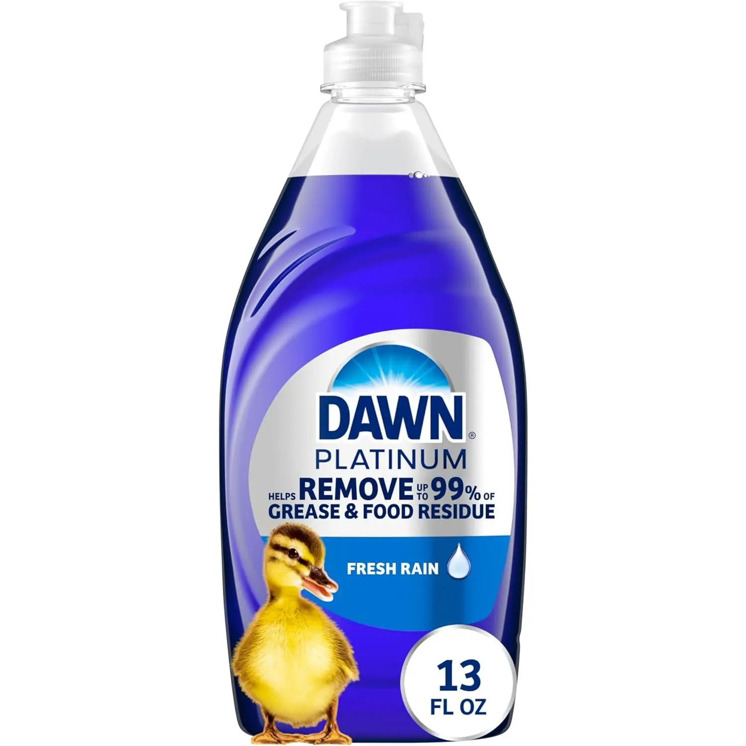 Platinum Dish Soap, Fresh Rain Scent Liquid Dishwashing Detergent, Powerful Dawn Dish Soap for Tough Grease Removal, 13 oz
