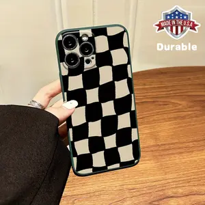 Premium All-Inclusive 2025 New Silicone Black And Brown Checkered Phone Case for Iphone Models 16, 15, 14, 13, 12, 11 Plus, Pro Max.Ideal Gifts for Family, Friends, And Loved Ones ZS1. Cellphone Protector Smartphone Cover Protection Protective