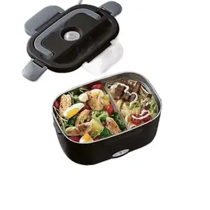 COOK WITH COLOR Portable Electric Lunch Bowl2-in-1 Heated Food Heater for Car Truck Home Work Hot Meals On-The-Go Black