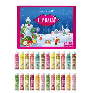 Miss FactorX Christmas Gift Set 24pcs/Box 12 Flavors 5g Moisturizing Lipstick Deep Hydration Long Lasting Enhances Lip Color Unisex Gift For Women Party Favors Daily Hydrate Gloss Makeup Pack Lipgloss