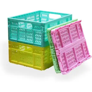4 Pack 20L Large Closet Storage Baskets Bins for Shelves| Foldable Closet Organizers and Storage with Handles Home Organization| Plastic Collapsible Baskets for Organizing Clothes Toy N
